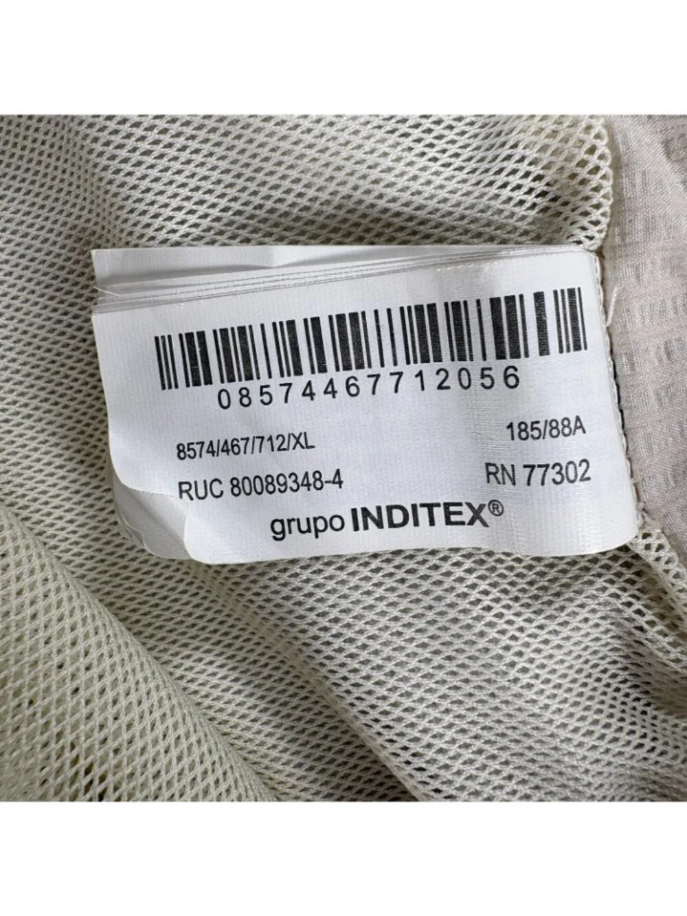 Zara Mens XL Cream Seersucker Swim Trunks Shorts Mesh Lined Drawstring 8574 467